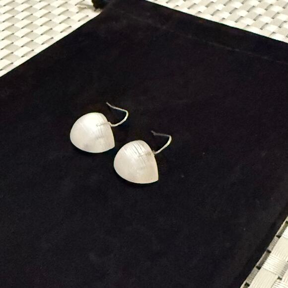 Rare HTF Alexis Bittar Hand Carved Clear White Lucite Half Circle Earrings - Picture 4 of 10